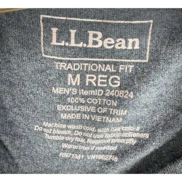 L.L. Bean Tee Men's M Gray Traditional Fit Front Pocket Cotton Short Sleeve. - Picture 4 of 6